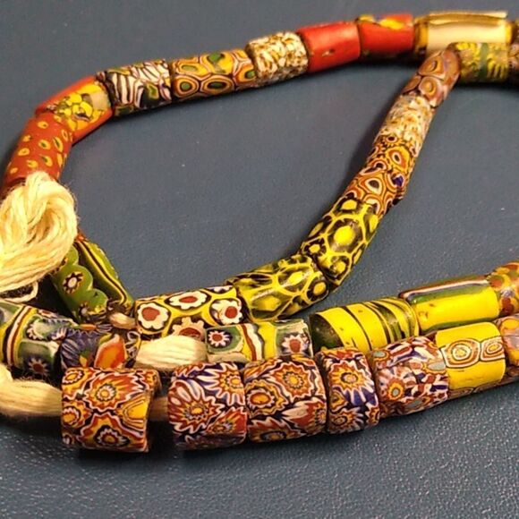 Ceramic African Trading Bead Necklace Upper Voltra few damaged beads see pic - Picture 1 of 11